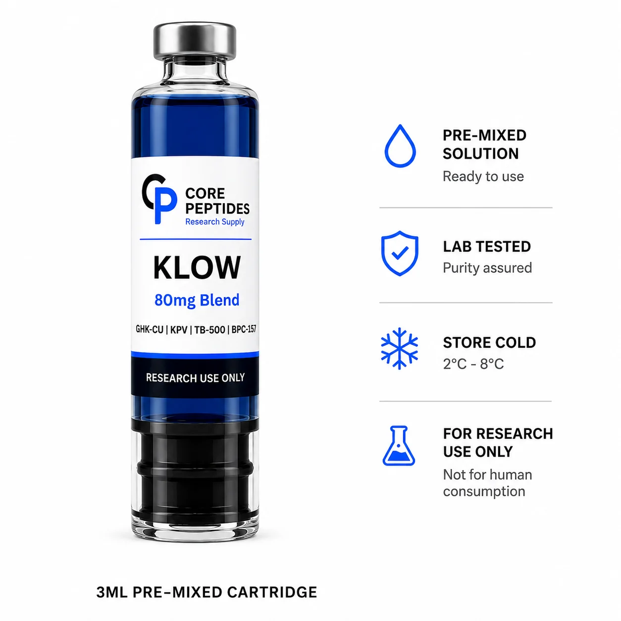 Core Peptides KLOW 80mg 3ml cartridge refill cartridge