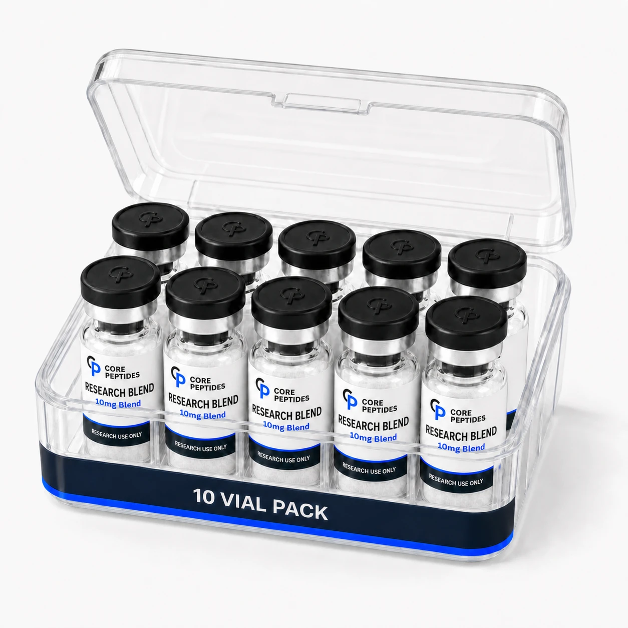 Open Core Peptides BPC157 and TB500 10mg Research Blend ten-vial case