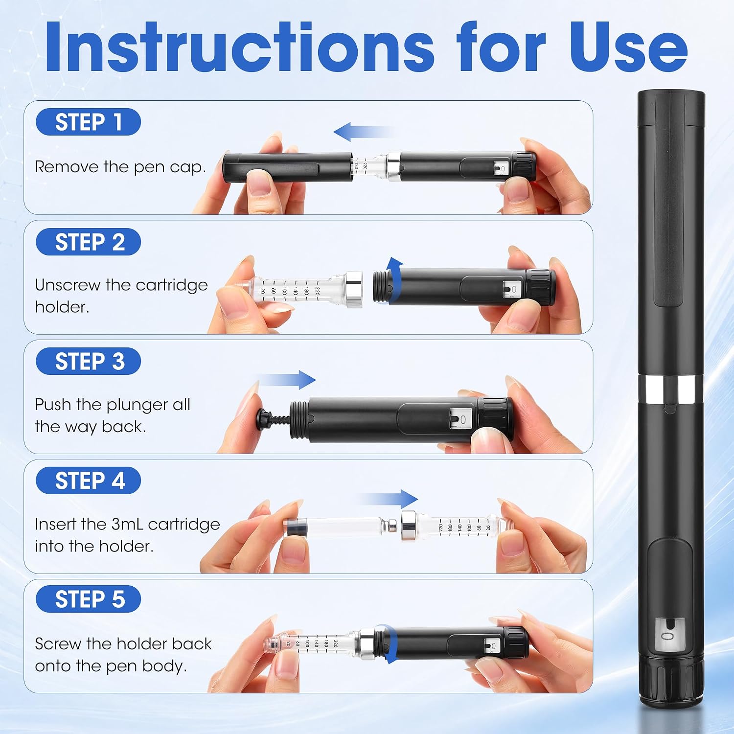V4 reusable research pen cartridge holder dismantling and reassembly guide